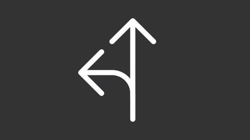 Animated thin line straight and turn left icon