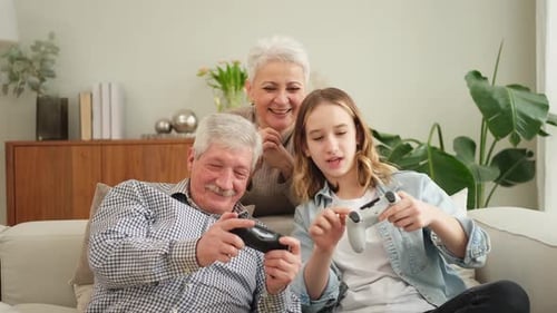 Family Fun Playing Video Games Together at Home