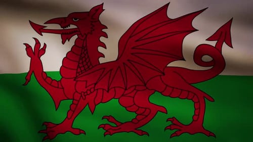 Waving Welsh Flag with Red Dragon Animation