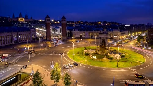 Timelapse of Placa d'Espanya Barcelona Spain