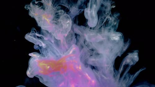 Colorful Paint Cloud Swirls Against Black Background