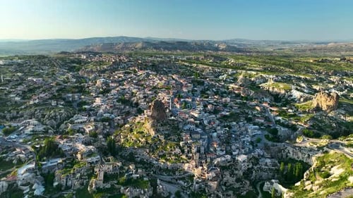 Awesome Aerial View of Ortahisar 4 K Turkey Cappadocia