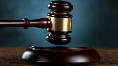 Judge Gavel Striking Sound Block Symbolizing Justice And Authority