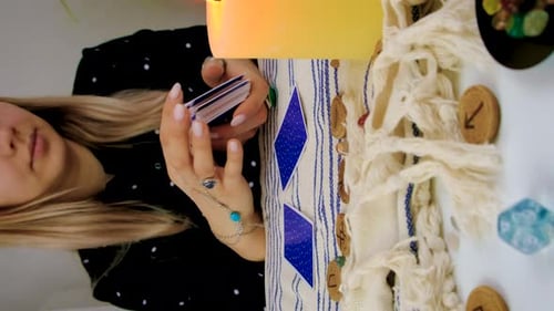 Une voyante lit des cartes de tarot