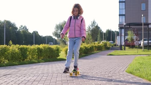 Morning School Trip o Fteen Girl By Skateboard