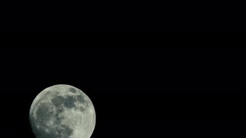 Detailed Moon Footage in Black Outer Space