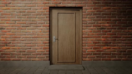 Brick Wall Door Opens to Black Screen