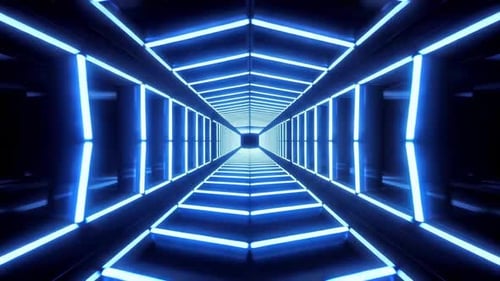 Blue Neon Infinite Tunnel Motion Loop.mp4