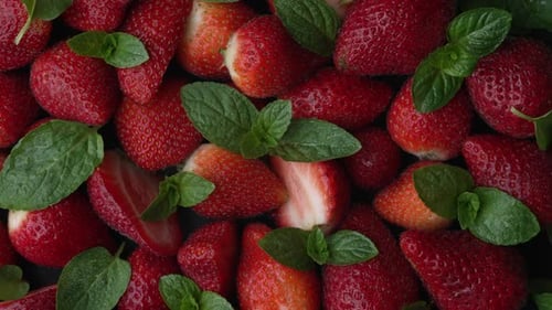 Nature's Sweetness Fresh Strawberries Adorned with Mint