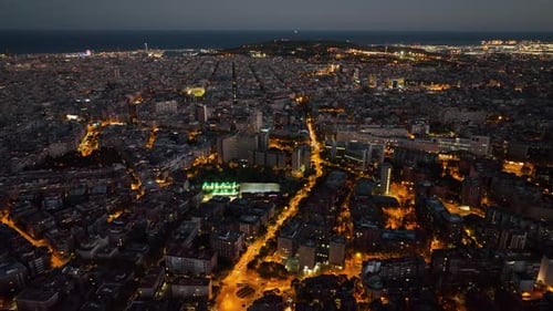 Barcelona city skyline at night, Catalonia, Spain