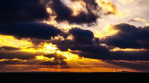Dramatic Clouds at Golden Sunset Time-lapse