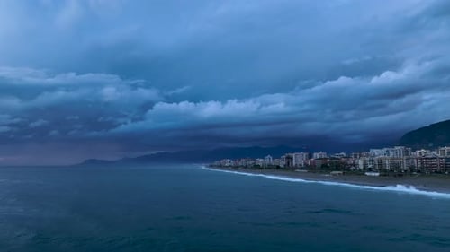 Blue Cloudy Sunset Over the Sea Beautiful Background Mediterranean Sea