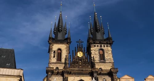 Beautiful facade of the Church of Our Lady before Týn Prague, Czech Republic