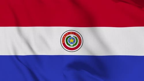 Realistic Waving Flag of Paraguay with Fabric Texture