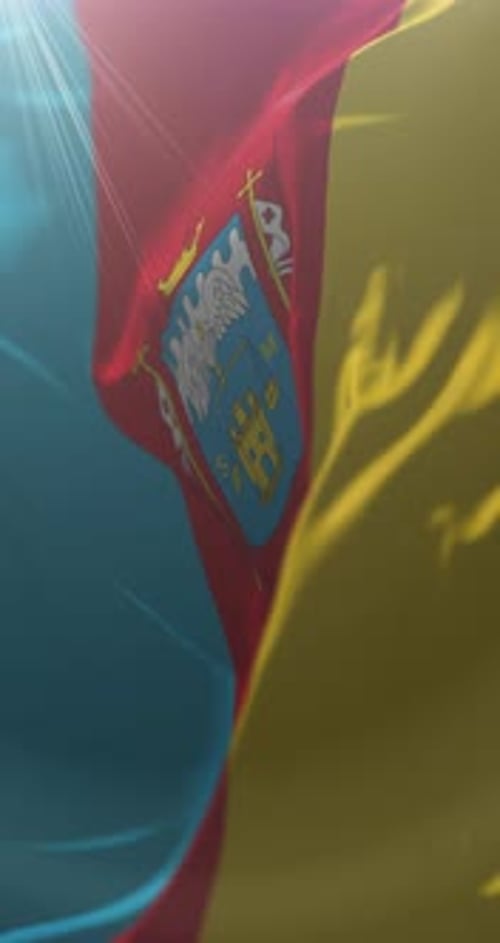 Realistic Waving National Flag With Coat of Arms