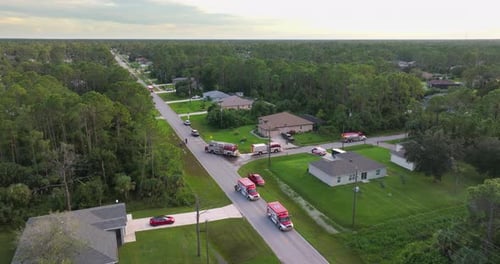 First Responders Investigating Carbon Monoxide Gas Hazard at Residential Home in Florida USA