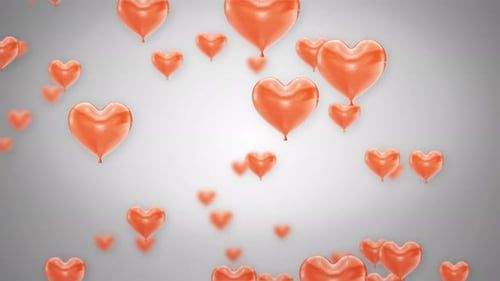 Shiny Red Heart Balloons Floating Seamless Loop Background