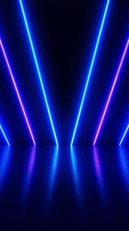 Futuristic Blue Purple Neon Light Tunnel Abstract Background Loop