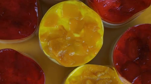 Colorful Gelatin Fruit Dessert Treats Close Up