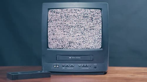 Vintage Television Set with Static Display