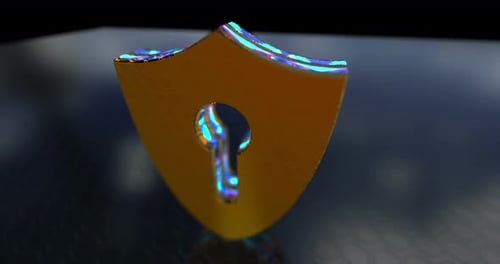 3D Golden Shield Keyhole Logo Reveal Animation
