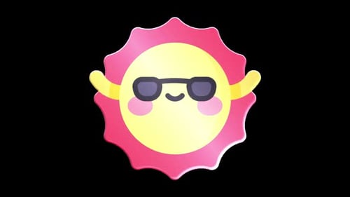 Sun Kawaii Flache Icon-Schleife