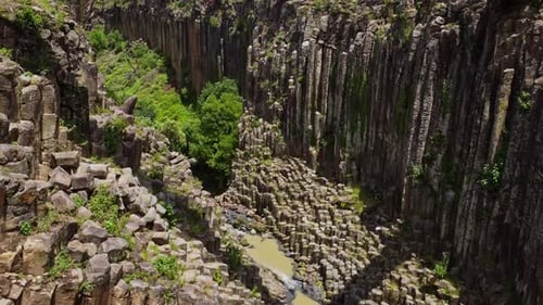 Santa MarĂa Regla Basalt Prisms Canyon Aerial View