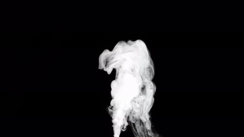 Abstract Plume of White Smoke on Black Background