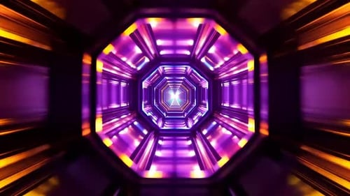 Bunte abstrakte Bewegte Grafiken im Neon-Achteck-Tunnel