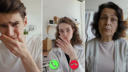 Split Screen Online Call with Three Participants Discussing a Topic