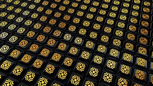 Abstract Golden Geometric Light Grid Looping Background