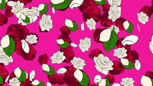 Animated Romantic Rose Petals and Flowers Loop Background