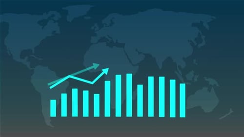 Animated Global Business Growth Chart with Rising Bars and Line