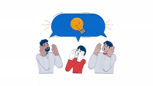 Flat Design Team Idea Reaction Animation with Lightbulb