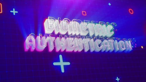 Futuristic Glitch Neon Biometric Authentication Title Animation