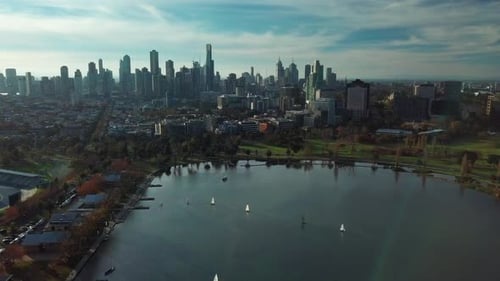 Melbourne CBD aerial view, Australia