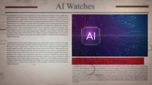 Newspaper Headline Reveal with AI Chip Graphic