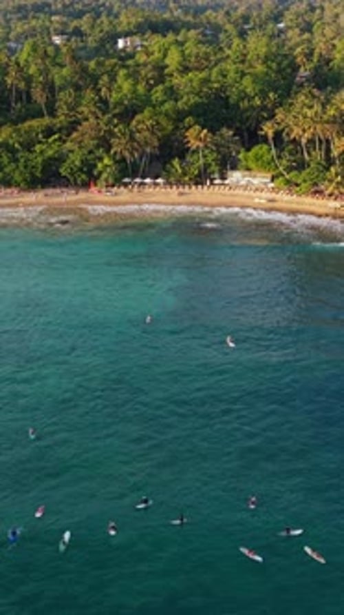 Hiriketiya beach in Sri Lanka at sunset
