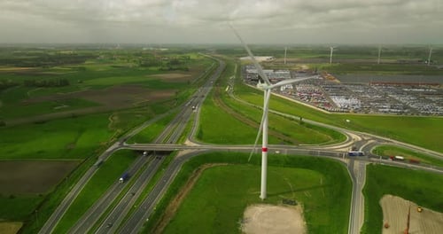 Windmills Aerial View Renewable Energy Aerial View of Windmills Farm for Energy Production on