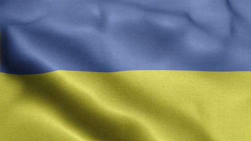 Ukrainian Flag Waving Realistic Fabric Loop