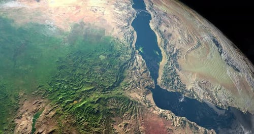 Bab-el-Mandeb in earth planet. Aerial View