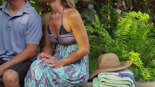 Couple Looking at Tropical Jungle, Costa Rica. on Red Epic For