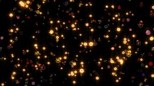Festive Glowing Snowmen and Ornaments Winter Loop Background