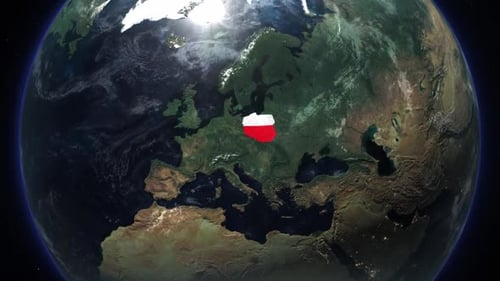 Satellite View Of The Poland Realistic Earth Rotation