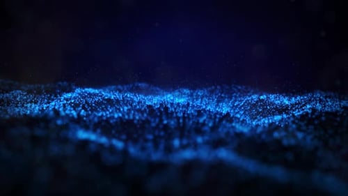 Abstract Blue Particle Wave Background