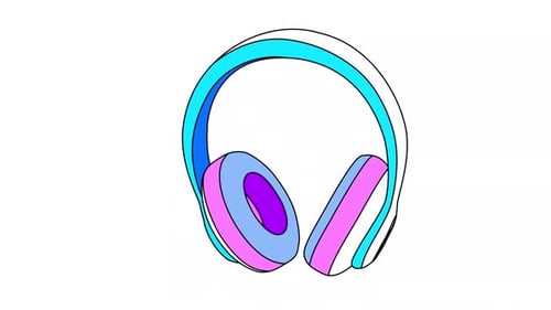Rotating Flat Design Colorful Headphones Animation Loop