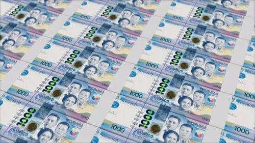 Seamless Loop of Philippine 1000 Peso Banknotes