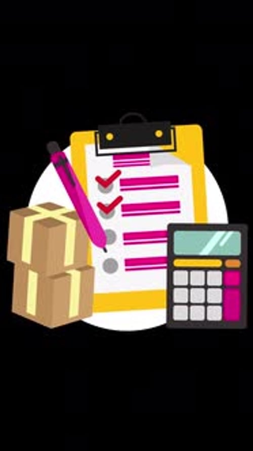 Animated Checklist Tasks with Calculator and Delivery Boxes