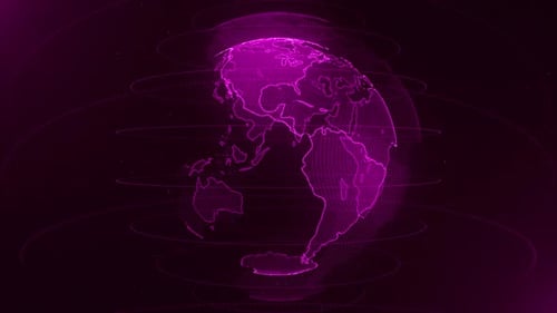 Rotating Digital Earth Globe with Futuristic Network