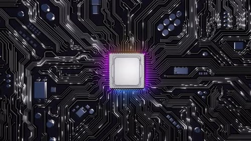 Intelligence artificielle Future Tech Circuit, arrière-plan de la carte mère, évolution de l'IA, monde futuriste